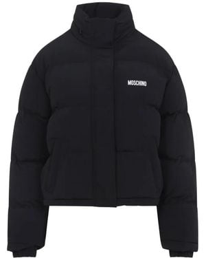 Moschino X Smiley Logo-Print Padded Puffer - Black