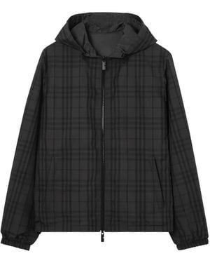 Burberry Reversible Check Newport Hooded Jacket - Black