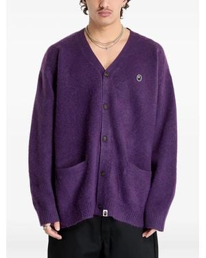 A Bathing Ape Cardigan One Point Hairly Yarn - Viola