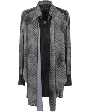 Ziggy Chen Abstract-Print Layered Shirt - Grey