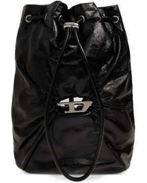 DIESEL Scrunch-D Logo-Plaque Backpack Bag - Black