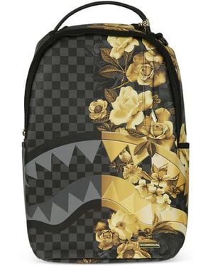 Sprayground Floral-Print Chequered Backpack - Black