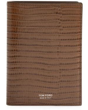 Tom Ford Tejus T Line Passport Holder - Brown