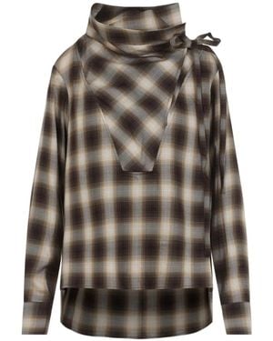 Co. Check-Pattern Bow-Detail Top - Grey
