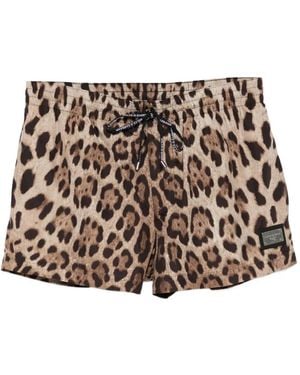 Dolce & Gabbana Leopard-Print Swim Shorts - Brown