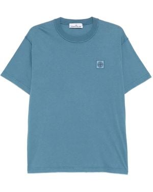 Stone Island T-Shirt Mit Kompass-Patch - Blau