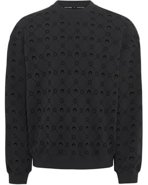 Marine Serre Moonogram Flocked Fleece Sweatshirt - Black