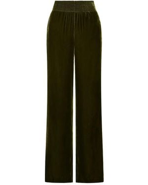 Maliparmi Shirred Velvet Pants - Green