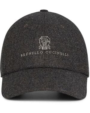 Brunello Cucinelli Cappello Da Baseball Con Ricamo E Visiera Curva - Nero