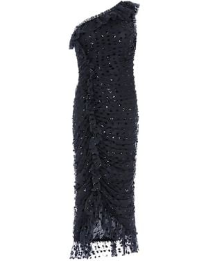 Needle & Thread Robe Froncée Dotty À Une Épaule - Bleu