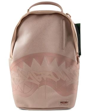 Sprayground Shark Mouth Logo-Plaque Backpack - Brown