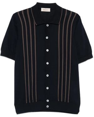 Gran Sasso Vertical-Stripe Short-Sleeve Shirt - Black