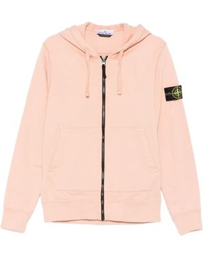 Stone Island Compass-Patch Zip-Up Hoodie - Pink