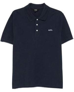 A.P.C. Logo-Embroidered Polo Shirt - Blue