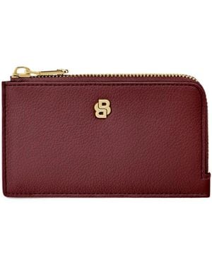 BOSS Logo-Plaque Zip-Around Cardholder - Purple