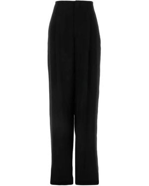 Saint Laurent Silk High Waisted Pants - Black