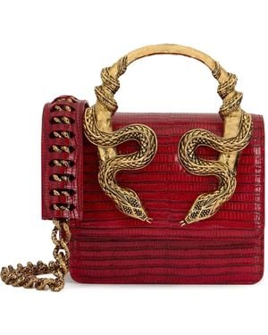 Roberto Cavalli Medium Snake-Embellished Top-Handle Chain Cross Body Bag - Red