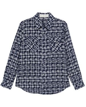 God's True Cashmere Shibori Plaid Cashmere Shirt - Blue