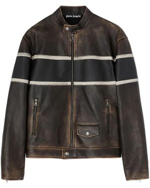 Palm Angels Crystal Pin-Up Byker Jacket - Black