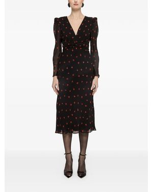 Nissa Printed Midi Dress - Black