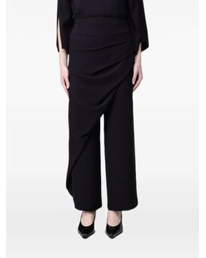 Hanita Draped-Panel Pallazo Trousers - Black