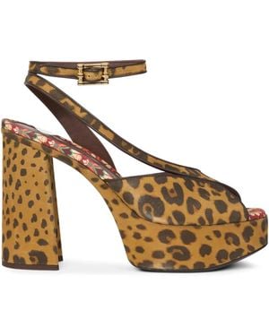Etro 100Mm Platform Animal-Print Sandals - Metallic