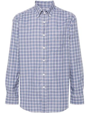 Canali Plaid-Check Shirt - Blue