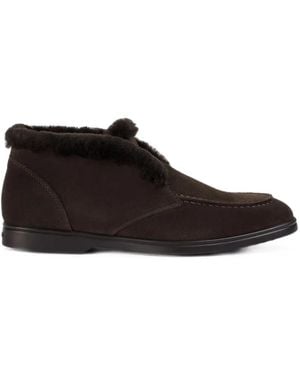 Doucal's Shearling-Trim Suede Desert Boots - White