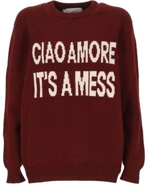 Giada Benincasa Maglione Ciao Amore Con Motivo Jacquard - Rosso