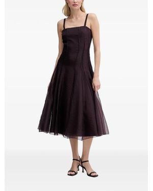 Sisley Evasé Exposed-Seam Flared Midi Dress - Black