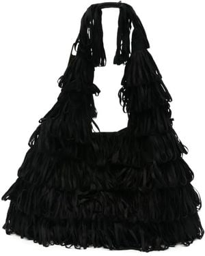 La Milanesa Capucine Fringed Tote Bag - Black