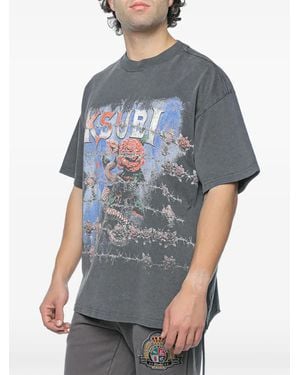 Ksubi Death Snake Ekcess Graphic-Print Cotton T-Shirt - Blue