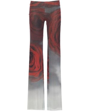 Jean Paul Gaultier Rose-Print Mesh Trousers - Purple