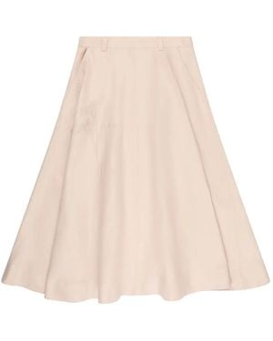 Incotex Floral-Embroidered Midi Skirt - Natural