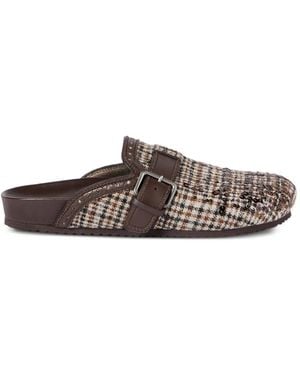 Brunello Cucinelli Slippers A Cuadros Con Bordado Dazzling Dégradé - Marrón