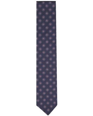 Canali Geometric-Print Silk Tie - Blue