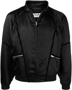 Saint Laurent Teddy 80S Zip Bomber Jacket - Black
