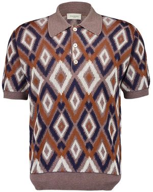 Piacenza Cashmere Diamond-Pattern Three-Button Polo Shirt - Red