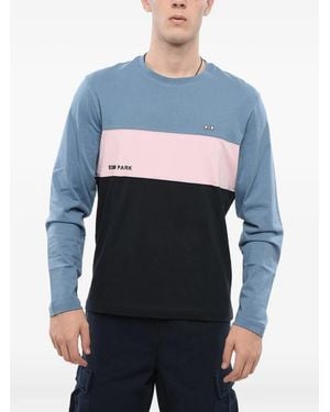 Eden Park Logo-Print Colour-Block T-Shirt - Blue