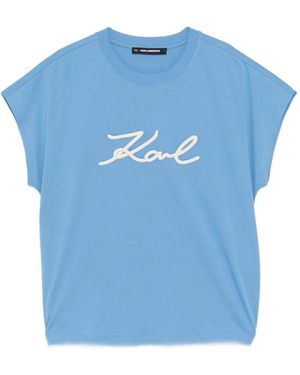 KARL LAGERFELD Rope-Logo T-Shirt - Blue