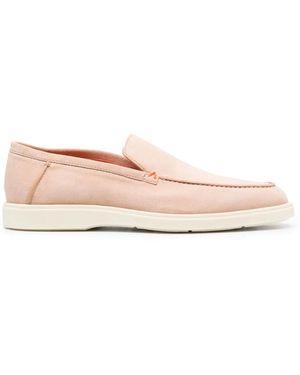 Santoni アーモンドトゥ スエードローファー - ピンク