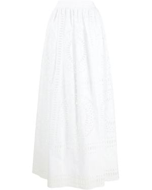 Alberta Ferretti Broderie Anglaise Maxi Skirt - White