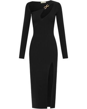 Nicholas Ginerva Asymmetric-Neck Dress - Black