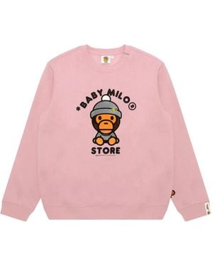 *BABY MILO® STORE BY *A BATHING APE® Embroidered Crew-Neck Sweatshirt - Pink