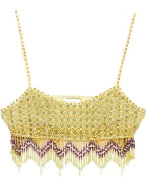 Bode Bead-Embellished Fringed Top - Metallic