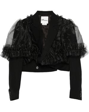 Noir Kei Ninomiya Ruffled Cropped Jacket - Black