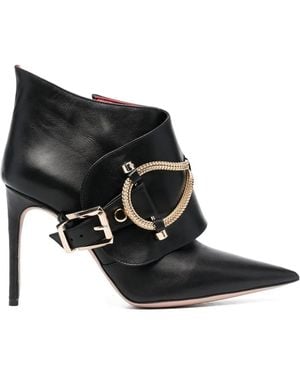 HARDOT Chain-Link Trim Ankle Boots - Black