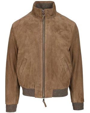Al Duca d'Aosta Suede Zip-Up Jacket - Brown