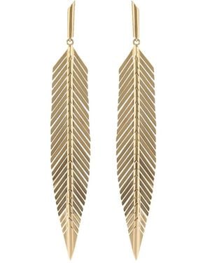CADAR 18Kt Rose Feather Drop Earrings - Metallic