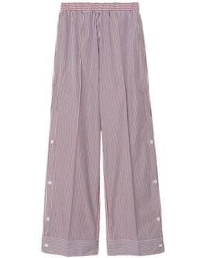 Undercover Side-Buttons Striped Pants - Purple